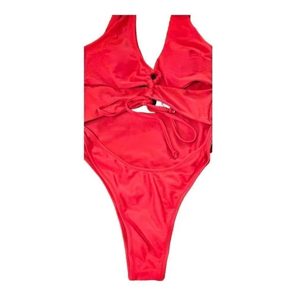 ChyrII Red Halter Neck One-Piece Swimsuit Size M - Picture 6 of 10
